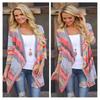 Elegante Cardigan Asimmetrico a Righe con Maniche a Tre Quarti per la Moda Autunnale