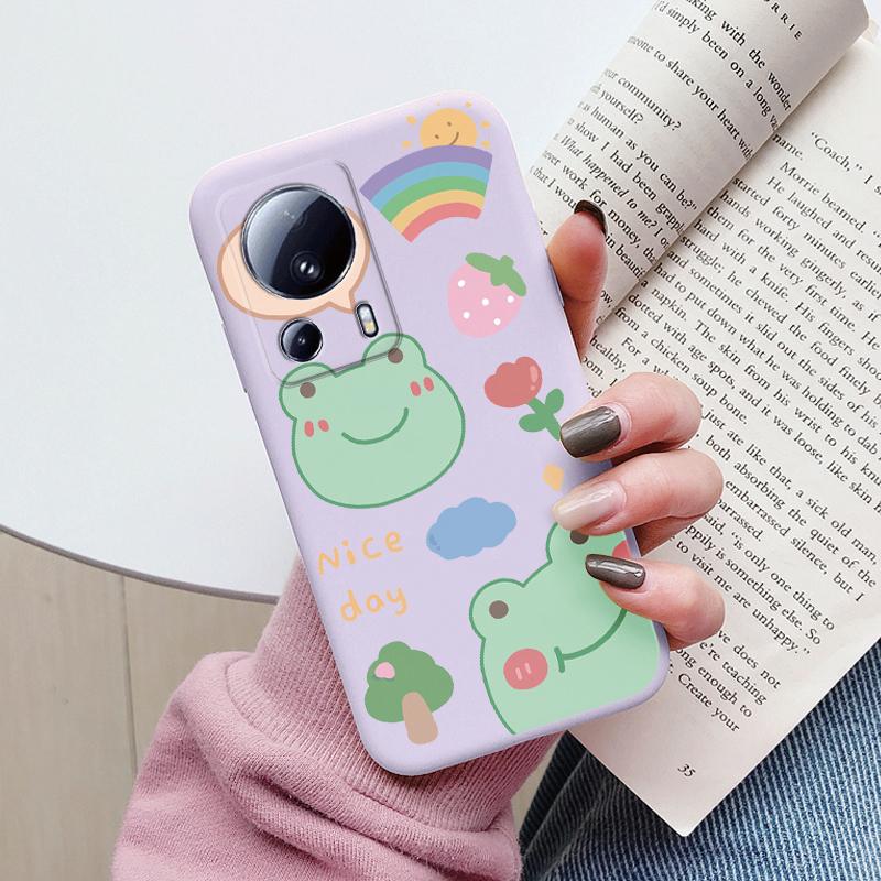 

Cute Case For Xiaomi 13 Lite Soft Cover Cartoon Cat Sunflower TPU Fashion Paint Matte Soft Bumper Funda For Xiaomi 13Lite Shell Xiaomi 13 Lite