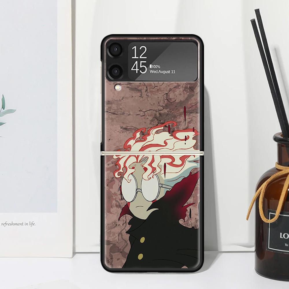 Anime D-Dandadans Okarun Phone Case Cover for Samsung Galaxy Z Flip 7 6 5 4 3 5G Flip3 Flip4 Flip5 ZFlip6 ZFlip7 Black Fundas Cl
