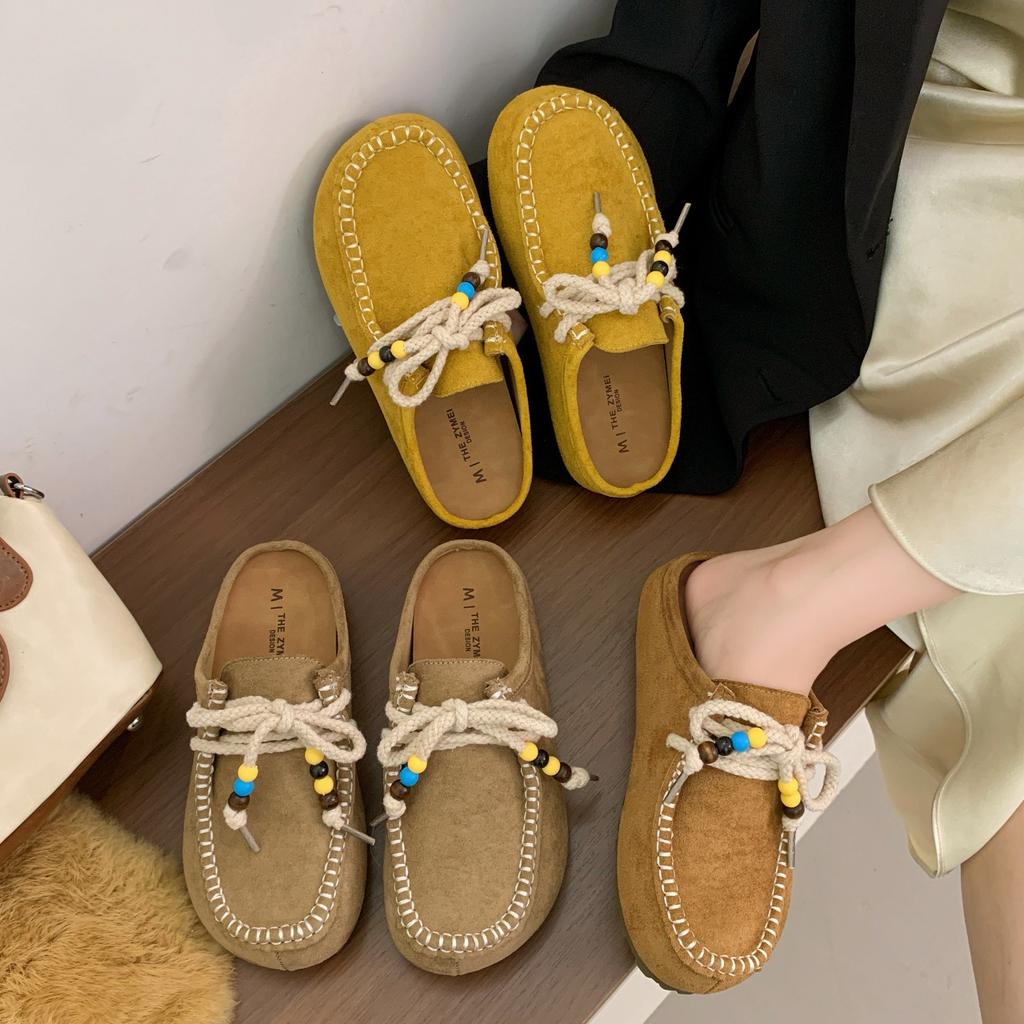 Retro-Plateau-Boken-Schuhe Herbst 2025 neue Känguru-Schuhe Taschenkopf-Pantoletten Urlaubsstil Sandalen Ein-Pedal-Mules
