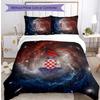 Croatia Football Printed Bedding 3 Piece Set Cozy Breathable Bed Cover Set as Housewarming Holiday Gift