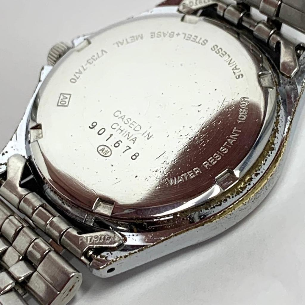 Used 638 Working Item Battery Replaced SEIKO ALBA SEIKO ALBA WATER 10BAR Men's Watch Quartz 3 Hand Calendar Day Date Popular Rare V733-7A70