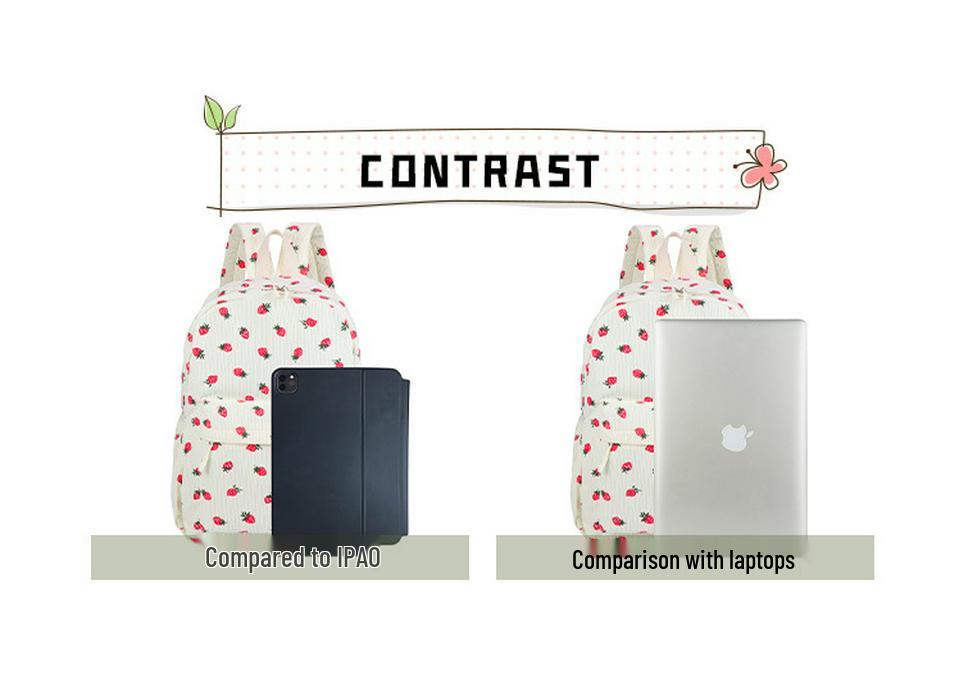 Korean Style Corduroy Strawberry Backpack for Trendy College Girls