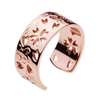 Japanese Pattern Sakura Ear Cuff Pink Gold Coating 925 Silver E2045 [Cenote] [Silver Accessories]