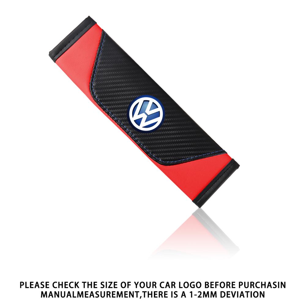 T281/2PCS Color Blocked Leather Car Seat Belt Shoulder Pad Protection Accessories Valve Cap For Volkswagen Golf Passat MK4 Jetta B6