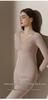 Thermal Wool & Silk Base Layer Set with Seamless Integrated Bra and Chest Pads for Autumn Warmth