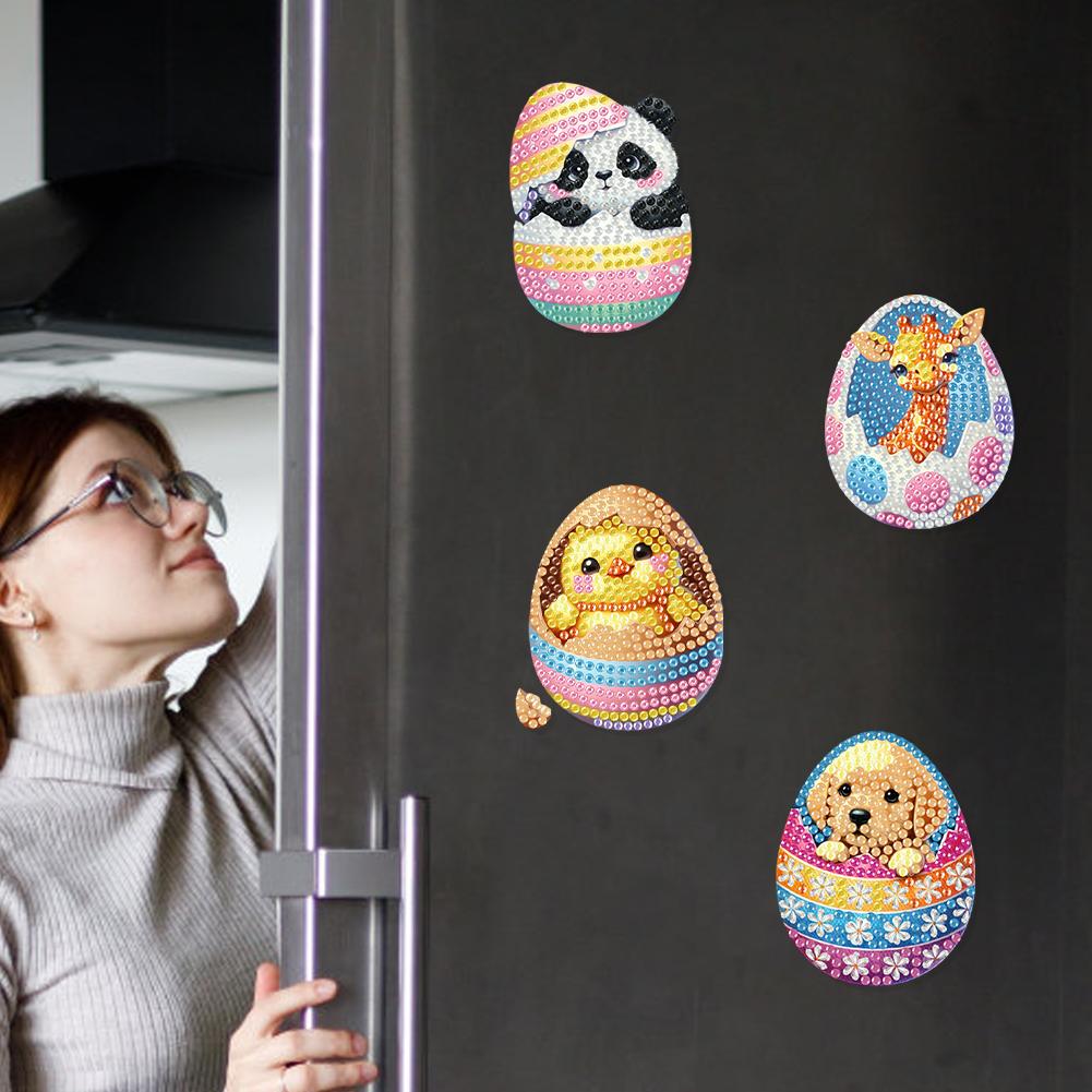 Easter Pattern Acrylic Diamond Art Refrigerator Magnet Diamond Painting Fridge Magnets Crystal Sparkling Diamond Magnets Set