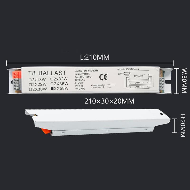 Ac 220-240V Wide Voltage T8 T5 Compact Electronic Ballast Instant Tube Desk Lights Fluorescent Lamp Ballast Home Office Supplies