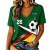 Women's V Neck Short Sleeve T Shirt Soccer Themed Graphic Print Germany Football Inspired Casual Tee for Everyday Wear