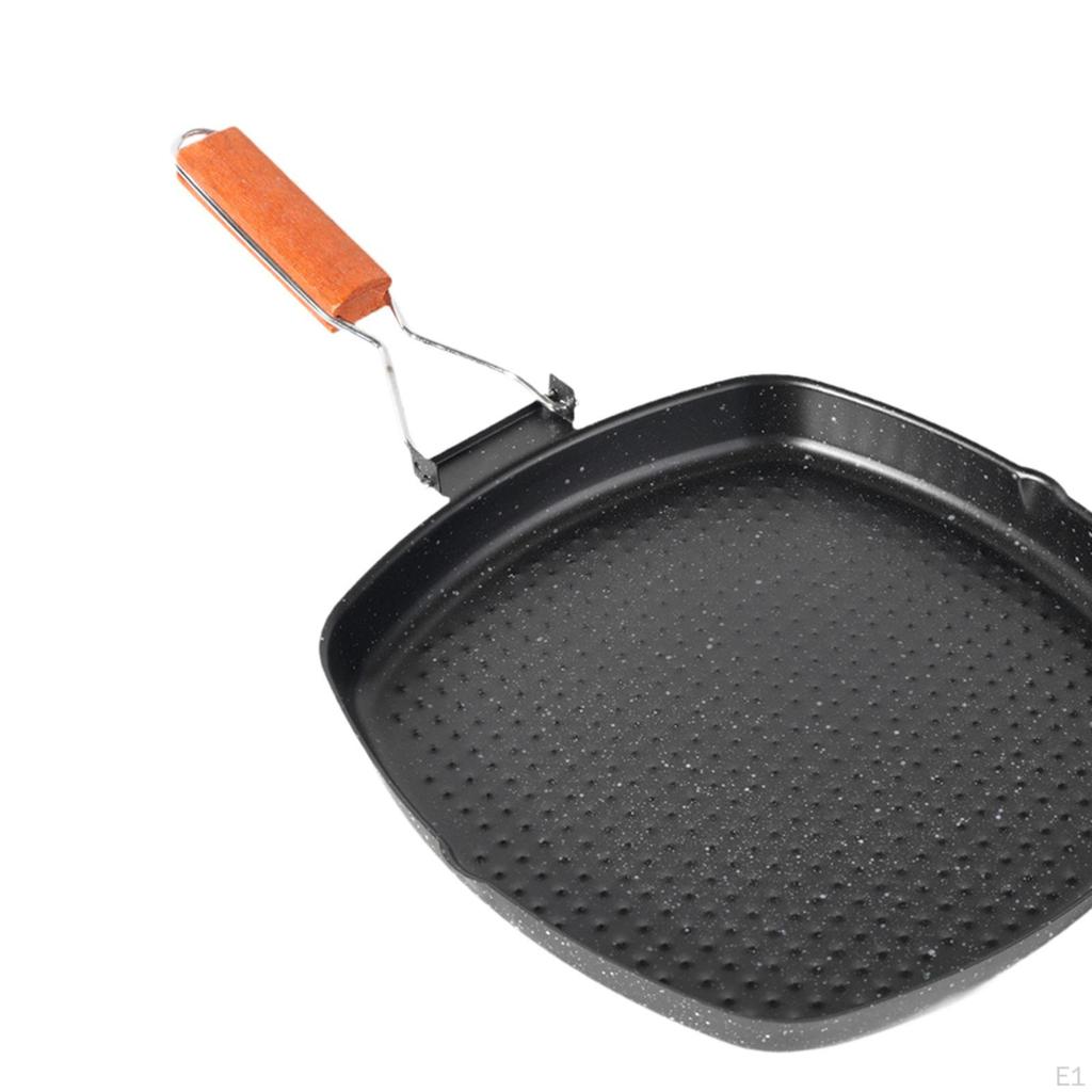 Steak Frying Pan Cookware Thickened Lightweight Nonstick Skillet with Foldable Handle for Kitchen