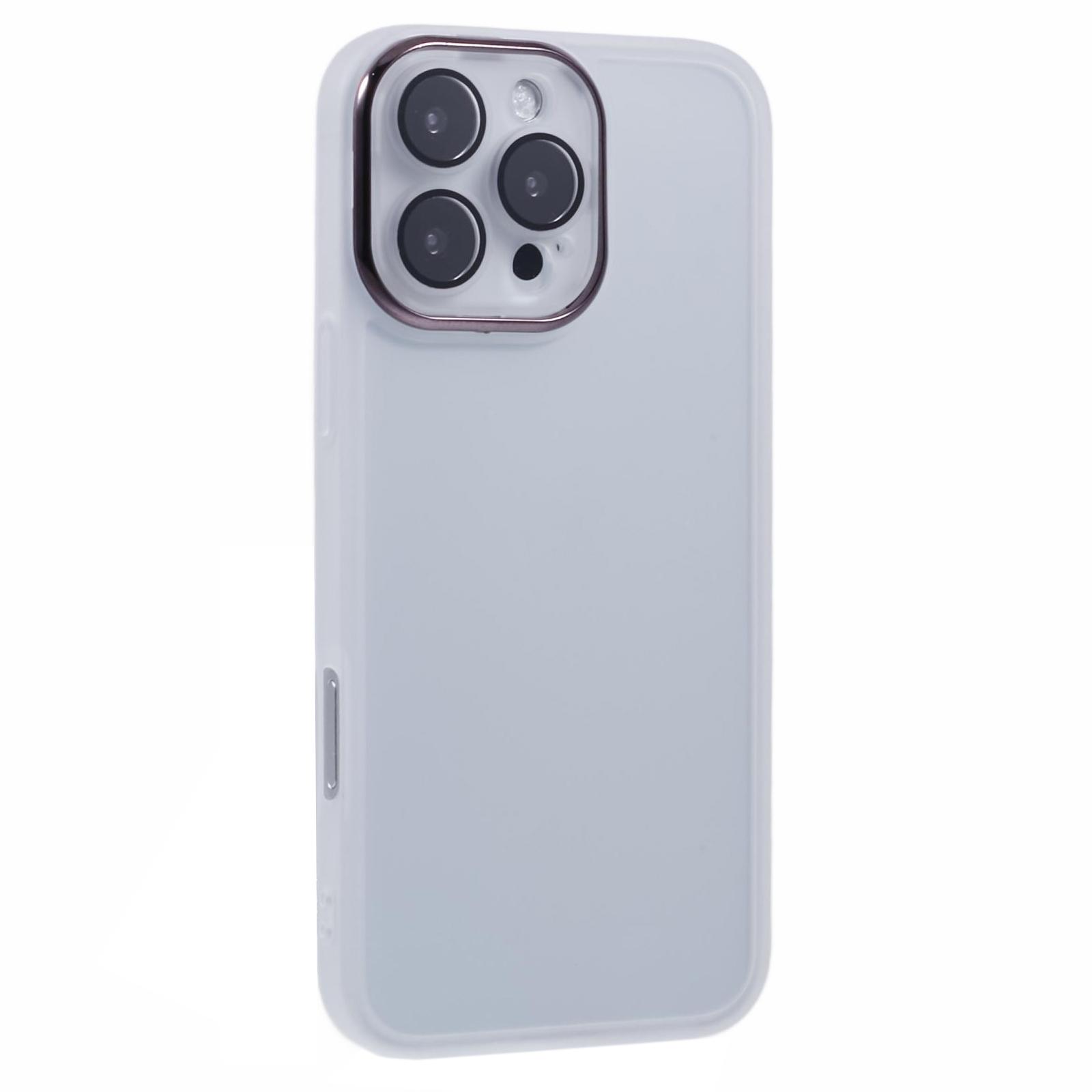 

DKSM Series For iPhone 16 Pro Max Case Electroplated Camera Frame TPU Phone Cover Transparent White