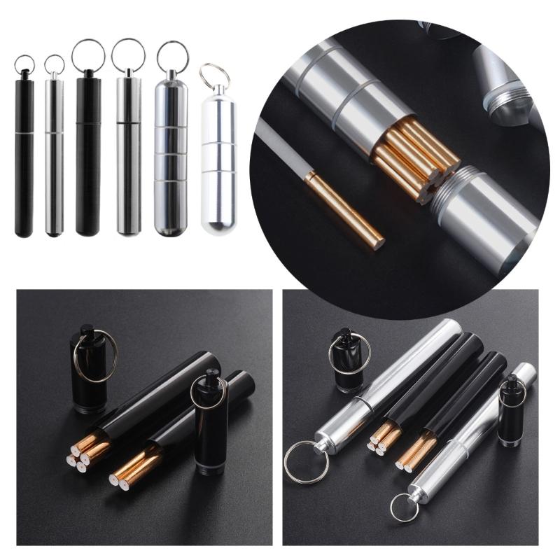 Stylish Cigarettes Container with Keychain Portable Cigarettes Holder Aluminum Metal Cigarettes Storage Tube for Men