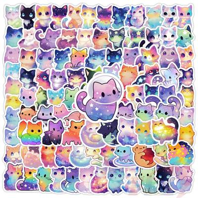 135Pcs/Set Q Baby Funny Starry Sky Cats Mini Diary Manual Stickers DIY Scrapbooks Album Decor Decals Stickers