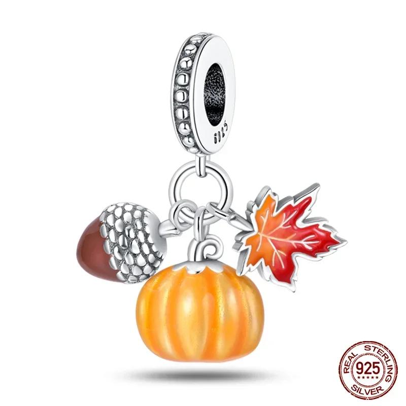 Copper Yellow Sunflower Scarecrow Ginkgo Charm Compatible With Authentic Bracelets Charm Bead Necklaces Diy Female Jewellery