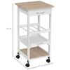 Kitchen Trolley, 4-Tier Serving Cart, Wheels, Drawer, Bottle Rack, 37 x 37 x 76 cm, White