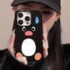 Ins Cute Sweating Penguin Glossy Black Phone Case for iPhone 17 16 15 14 13 12 11 Pro Max 14 Plus 16E Funny Soft Cover Fundas