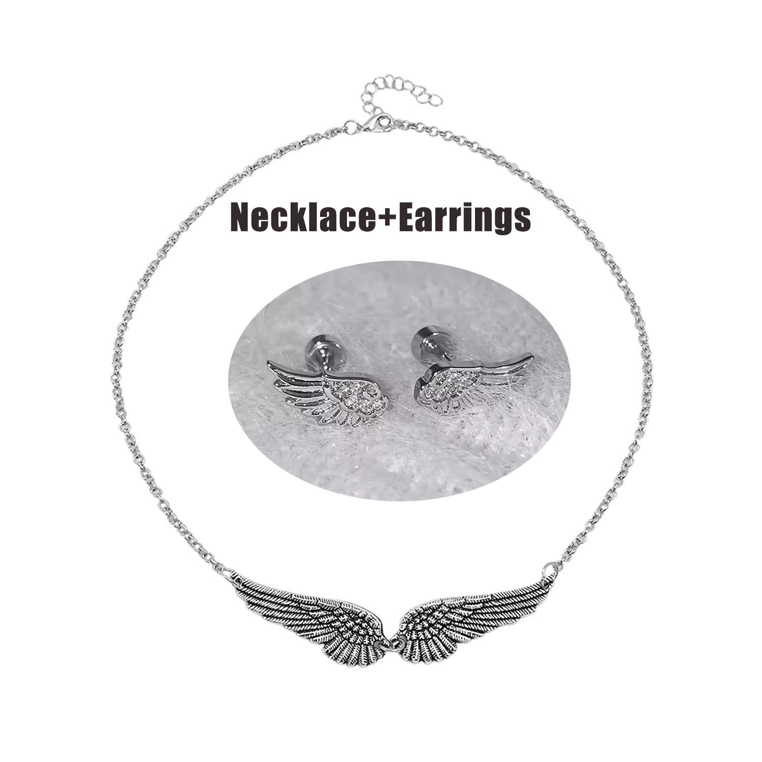 

2pcs Zircon Wing Stud Earrings for Women Luxury Shiny Crystal Creative Angel Wings Cross Silver Color Ear Studs Jewelry Gifts