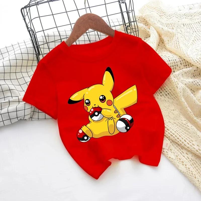 2026 Kids ShortSleeved Cartoon Printed Pikachu Game New Style TShirt Boys and Girls Casual Shirt for Leisure UseSportsShirt