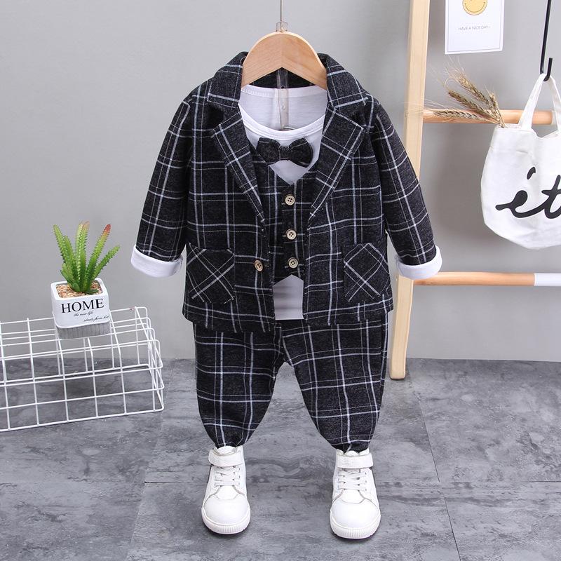 Boys' Spring-Autumn Dress Suit: Three-Piece Outfit for Ages 0-5 Years