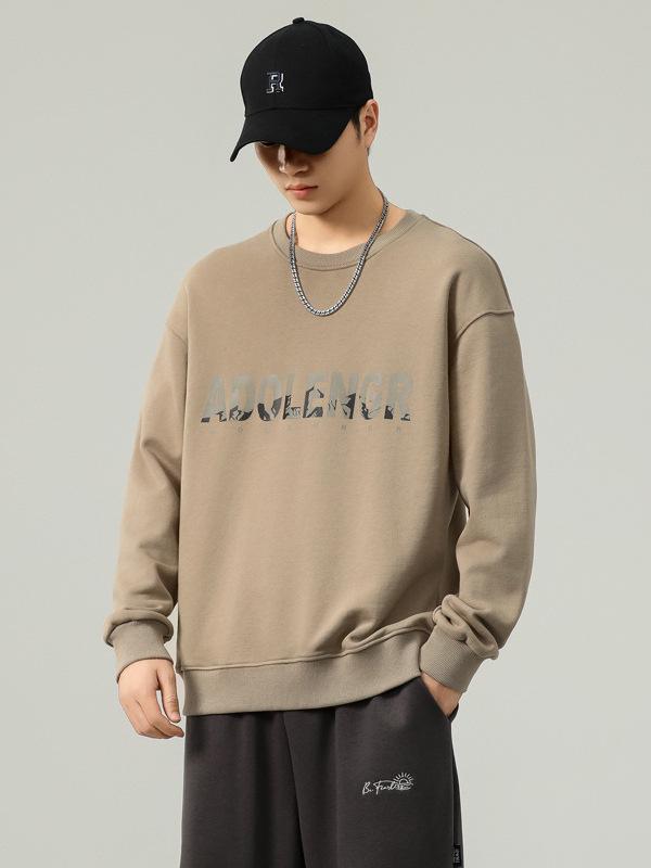 Men's Casual Round Neck Long Sleeve Pullover Hoodie for Spring, Autumn, and Winter