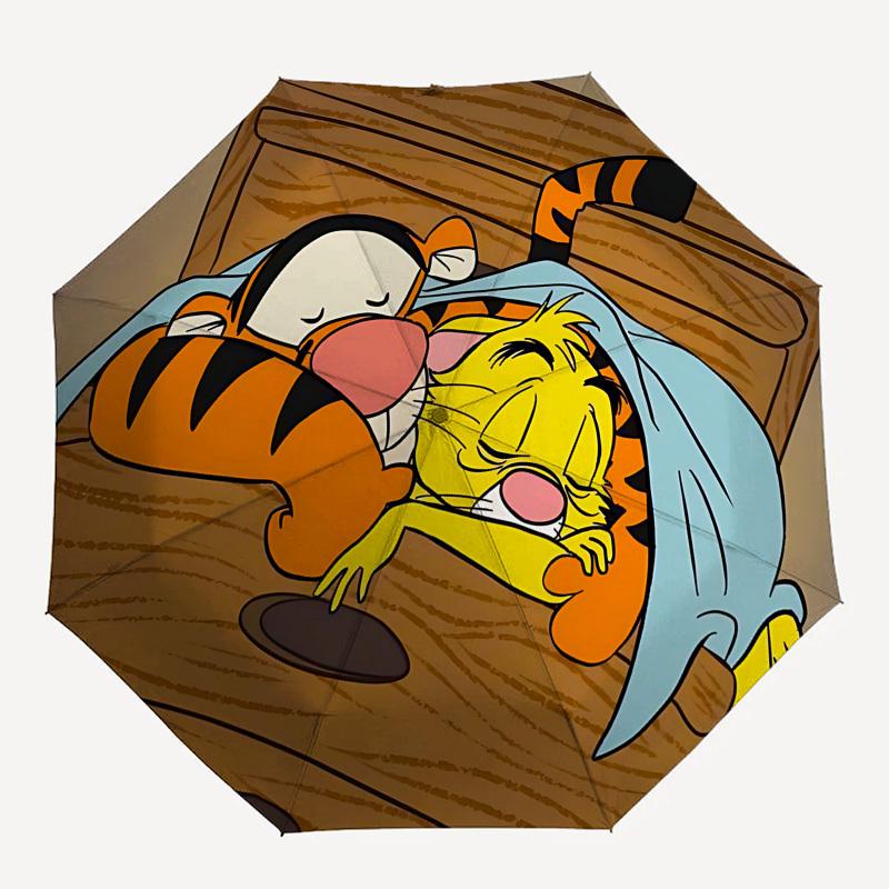 Tigger, Bedtime Themed Automatic Opening and Closing Umbrella, Brightly Colored 8-rib Portable Umbrella, Suitable for Men and Women, A Perfe