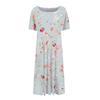 Abito Midi Casual da Donna alla Moda con Scollo Rotondo e Maniche Corte con Stampa Floreale
