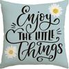 Year Daisy Flower Linen Pillow Case Home Decor Hydrangea Sofa Pillow Cushion
