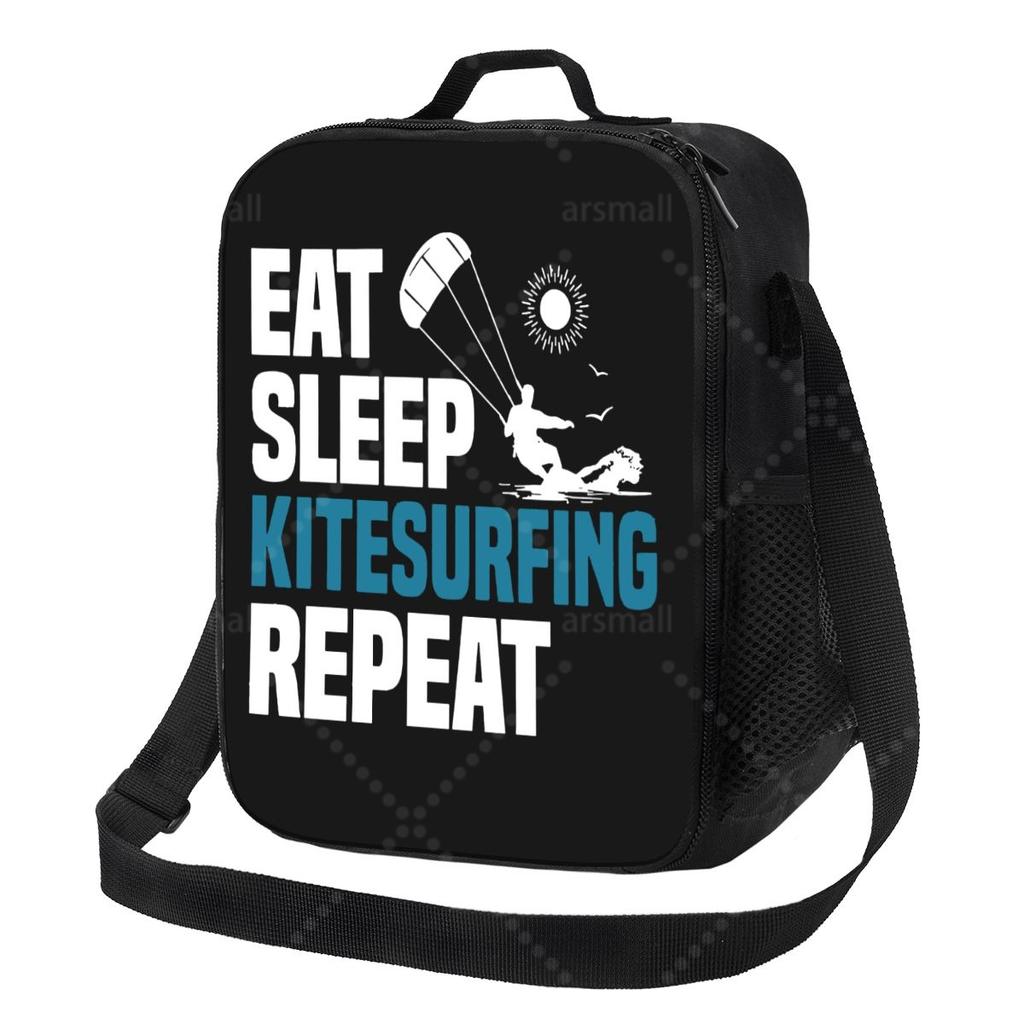 Eat Sleep Kitesurfing Repeat Calender 2020 Lunch Bag with Adjustable Shoulder Strap Reusable Thermal Bento Tote for Work Picnic