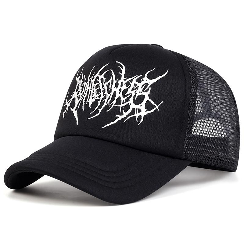 2025 Personalized New Gothic Printed Breathable Mesh Hat Outdoor Leisure Sunshade Baseball Hat Street Hip Hop Skateboarding Hat