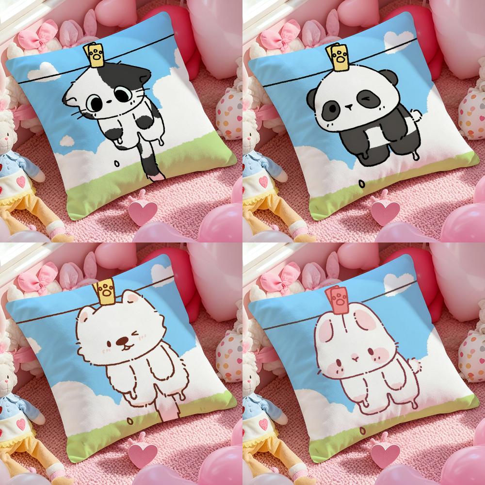 Restrained Animal Anime Kwaii Cute Cushion Cover Pattern Printed Pillowcase for Living Room Sofa Cushion Cover & Bedroom Decor
