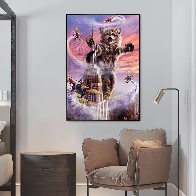 Abstract Art Cute Myanmar Cat Posters and Prints Canvas Paintings Wall Art Pictures for Bedrooms Living Home Decoration