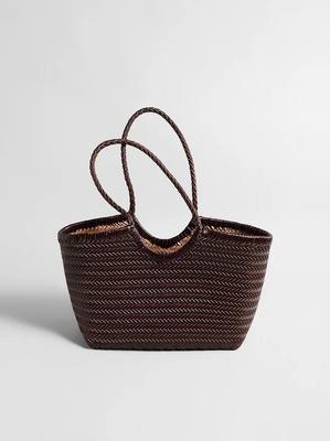 Sac cabas tissé en cuir de vachette fait main en France: Sac à Bandoulière Rétro en Cuir Véritable, Panier d'Été pour Vacances pour Femmes.