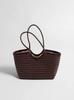 Bolso de mano tejido de piel de vaca hecho a mano en Francia: Bolso de Hombro Retro de Cuero Genuino, Bolso Cesta de Verano para Mujer.
