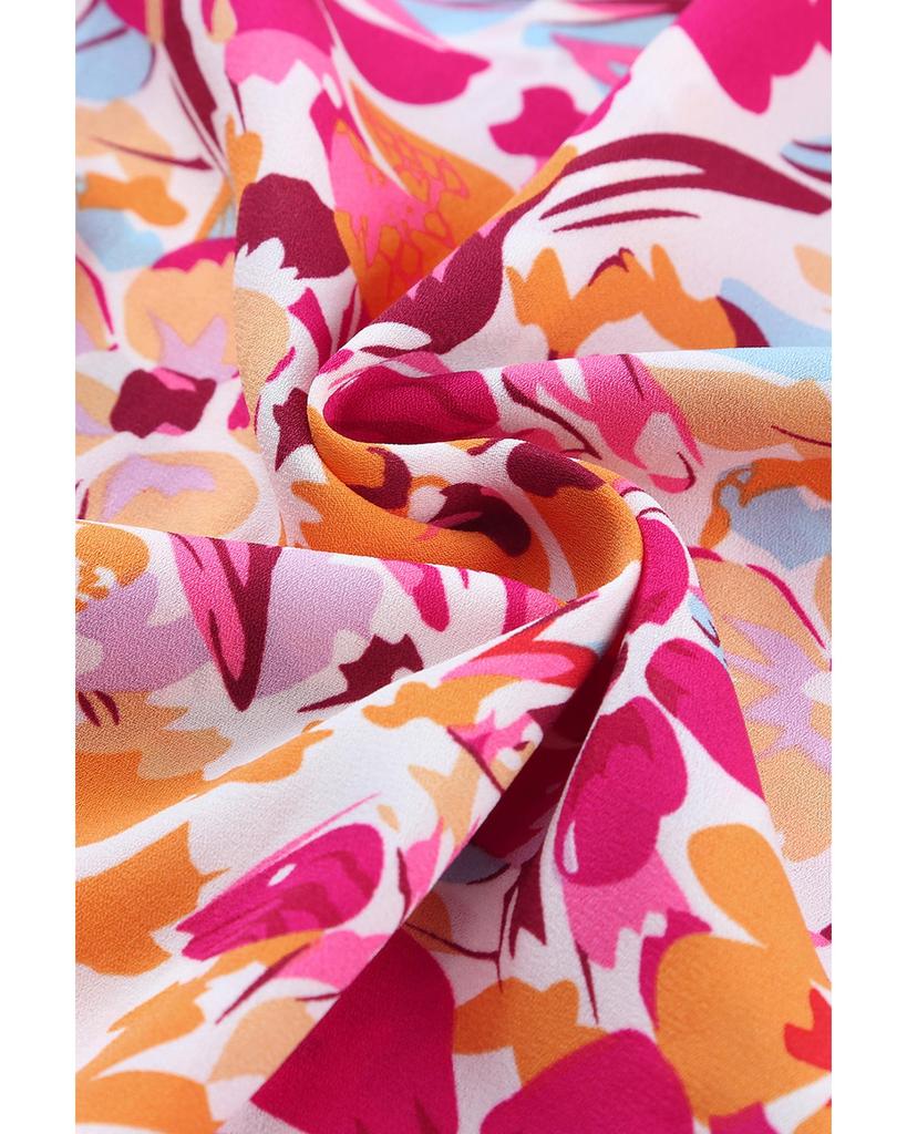 Azura Exchange Floral Print Top with Flutter Sleeves