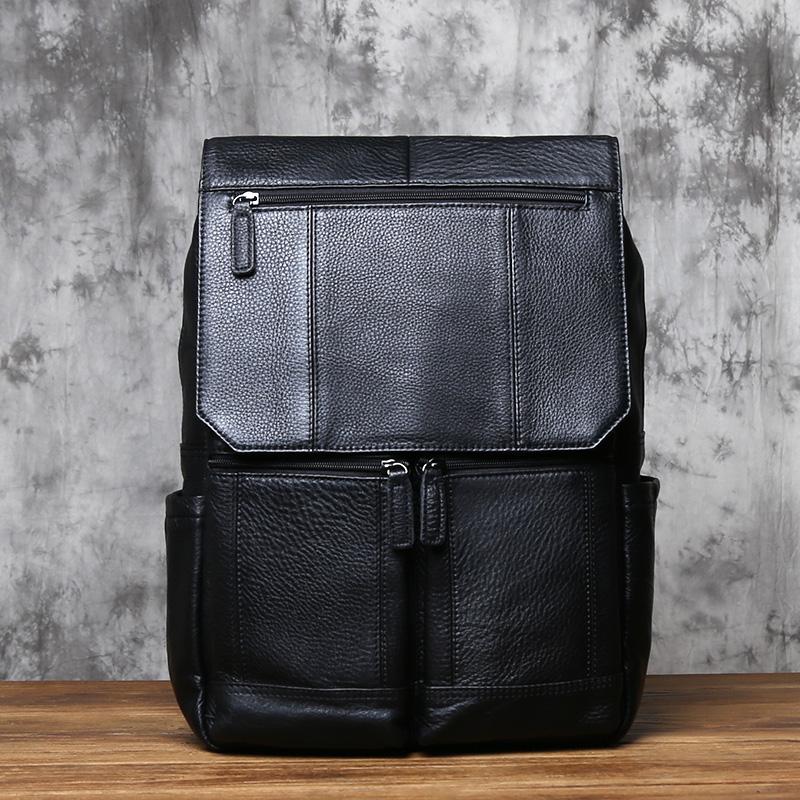 

NZPJ Vintage Genuine Leather Men s Backpack Top Layer Cowhide Casual Backpack 16 Laptop Bag Large Capacity Outdoor Travel Bag 16 inches чорний