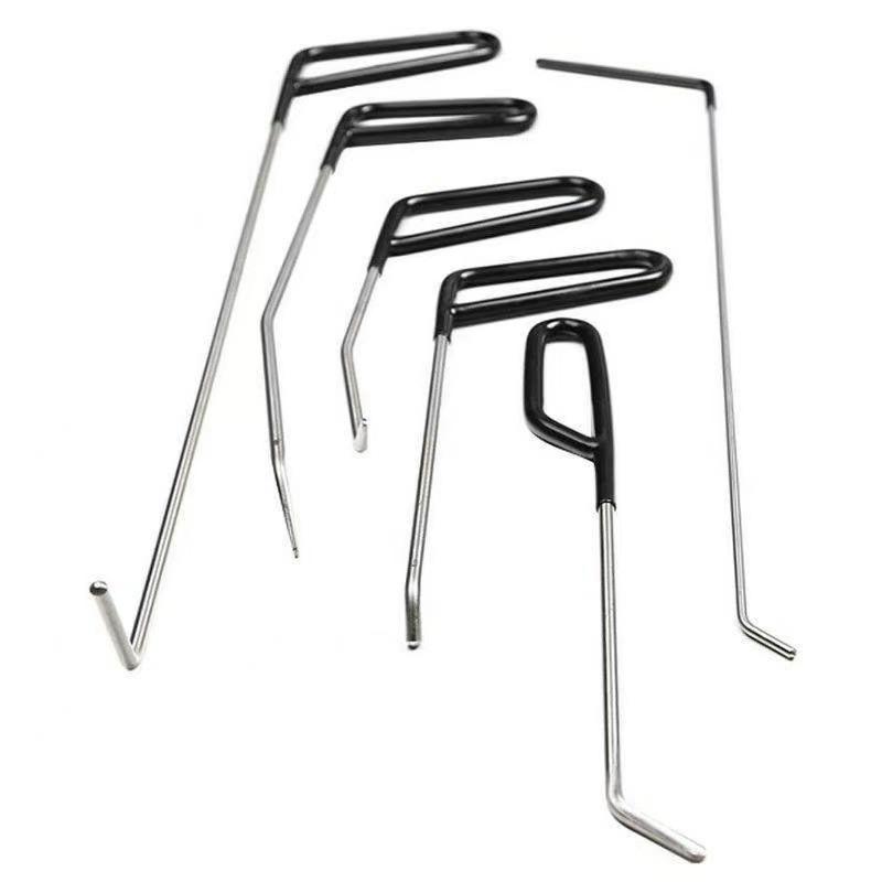 6pcs Car Dent Puller Rod Hooks Hammer Door Dent Ding Hail Fix Removal Repair Tools Maintenance Set Automotive Accessories