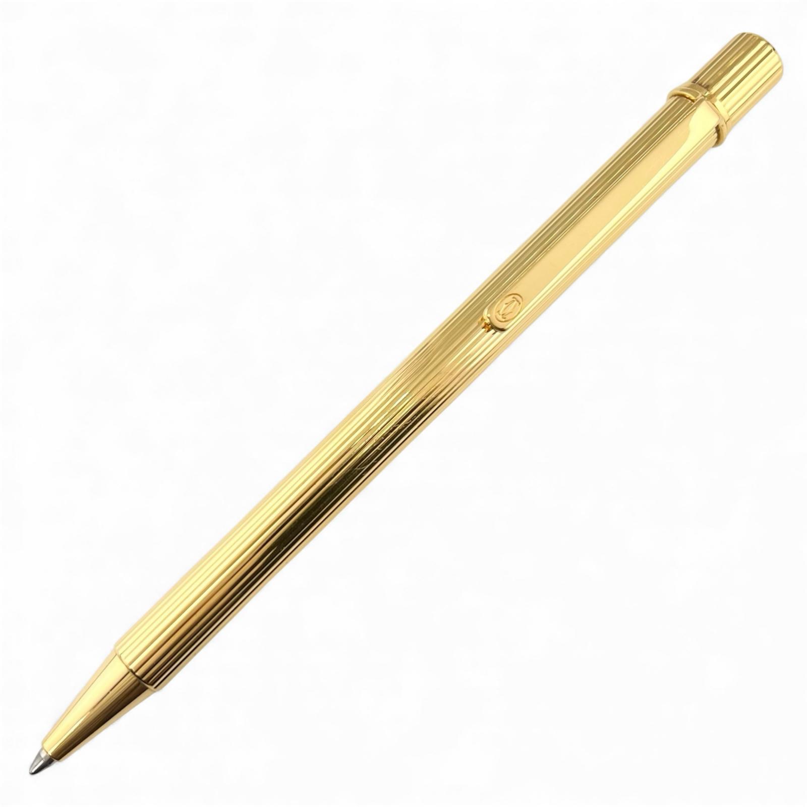 

Great Cartier Ballpoint pen Striped Pattern gold mens Used