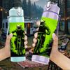 1PC Mountain Biker Silhouette 750ml Color Plastic Sports Water Bottle Leakproof Flip Straw Lid Suitable for Sports Office Home Use