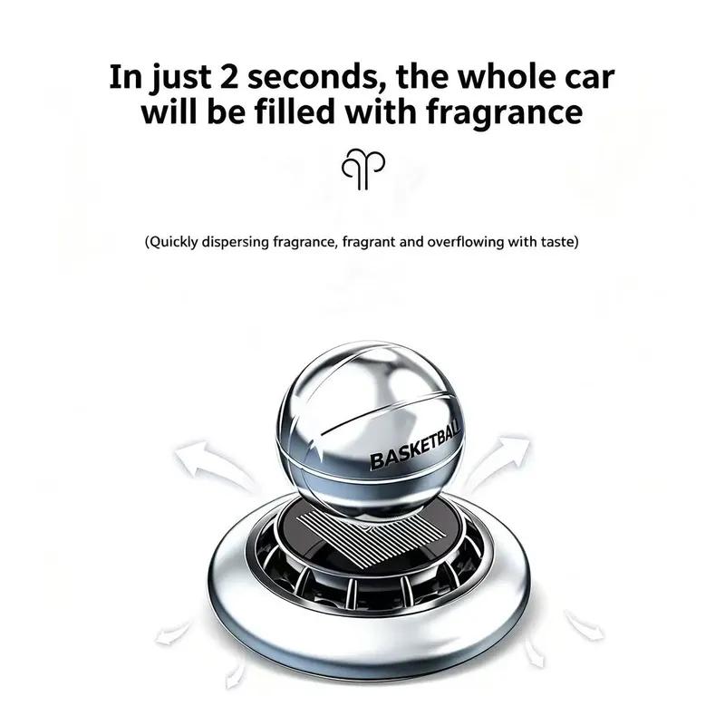 Solar-Powered Basketball Rotating Car Aroma Diffuser Auto Air Freshener Plant-Based Scent Diffuser for Car Interior Decoration