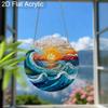 Acrylic Ocean Wave Sunset Suncatcher Stained Glass Effect Window Hanging Ornament Beach Lover Gifts