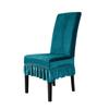 Universal Elastic Velvet Dining Chair Cover Dust Proof Solid Color Chair Protector with Ruffled Edges Chair Slipcover Wedding