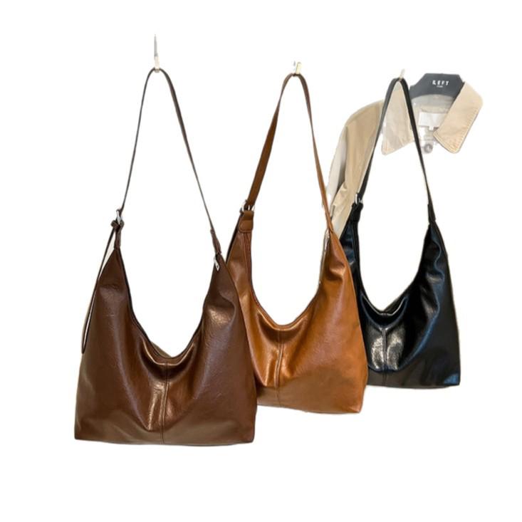 Women's Retro Textured Large Capacity Shoulder & Crossbody Bag - Versatile for Casual and Commuting, Perfect for Autumn