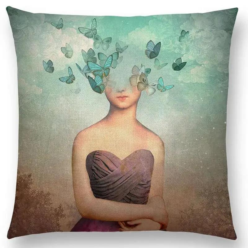 New Elegant Lady Lovely Girl Shakespeare Fantasy Painting Moon Night Swan Dream Trees Cushion Cover Sofa Throw Pillow Case