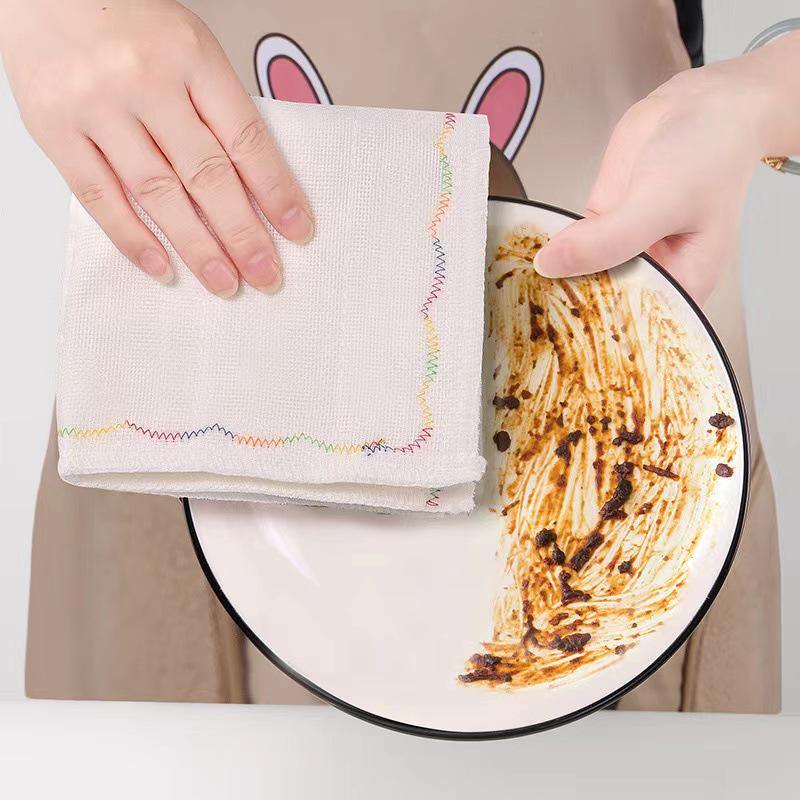 5-Layer 8-Layer Rainbow Thick Cotton Oil-Repellent Dishcloth, Absorbent, Lint-Free, Non-Stick Kitchen Towel
