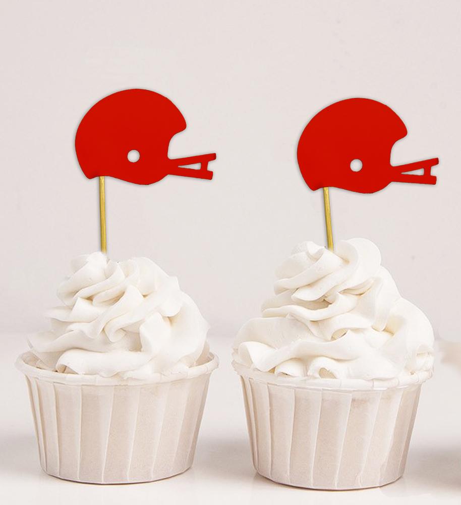 Darling Souvenir| Baseball Helmet Cupcake Toppers| Wedding - Birthday Party Dessert Decorations - Pack Of