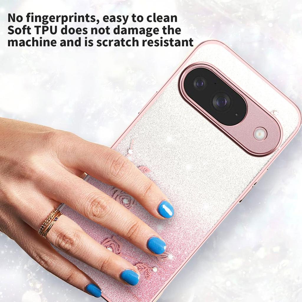 KADEM Für Google Pixel 10/10 Pro Hülle Blume TPU Flexibel Farbverlauf Handyhülle