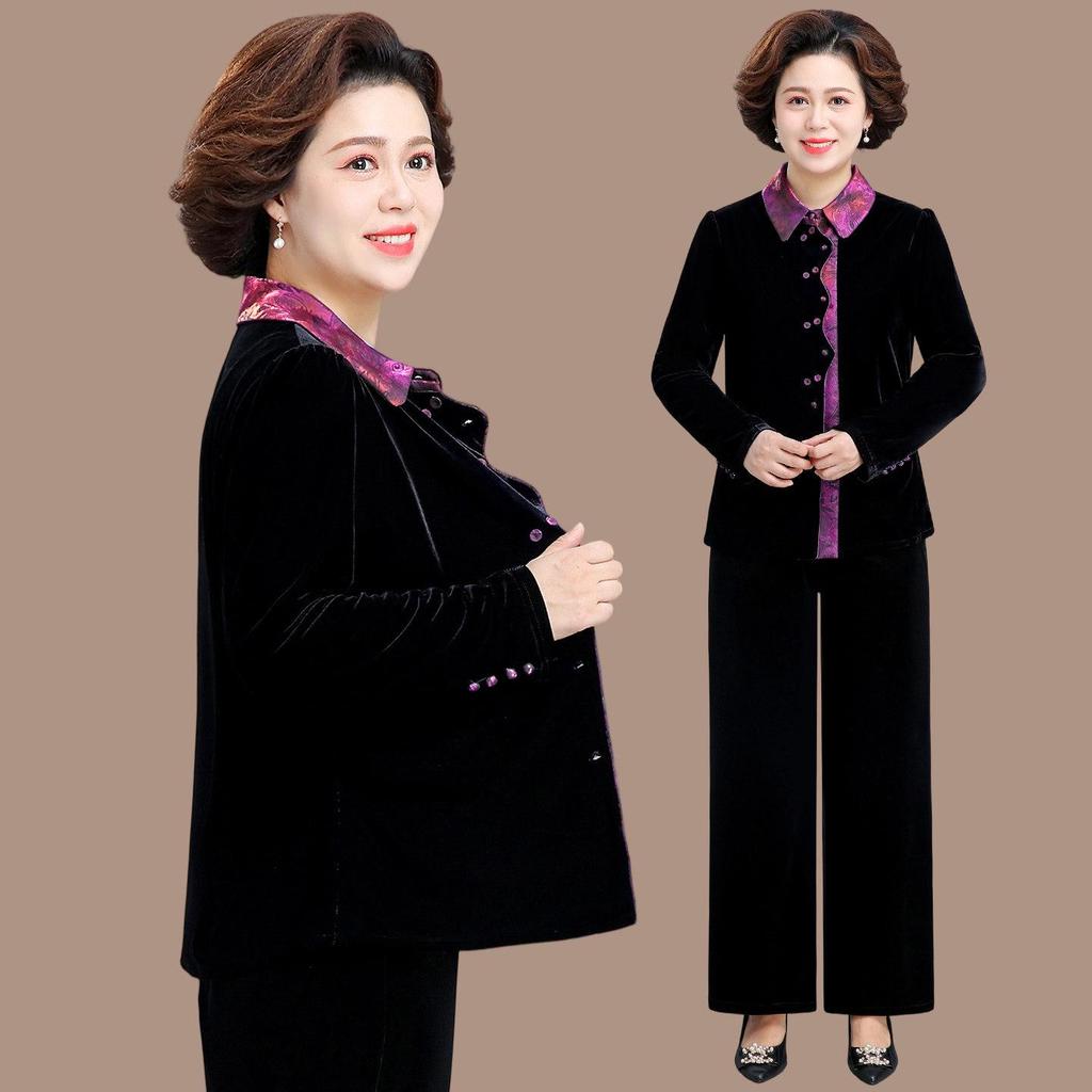 Spring Corduroy Sportswear Set for Middle-aged Women - 2025 Style Two-Piece Jacket Outfit