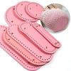 Pink Oval Round Bottom Long PU leather Bag Base With Holes For DIY Handmade Knitted Crochet Bags Universal Bottom Accessories
