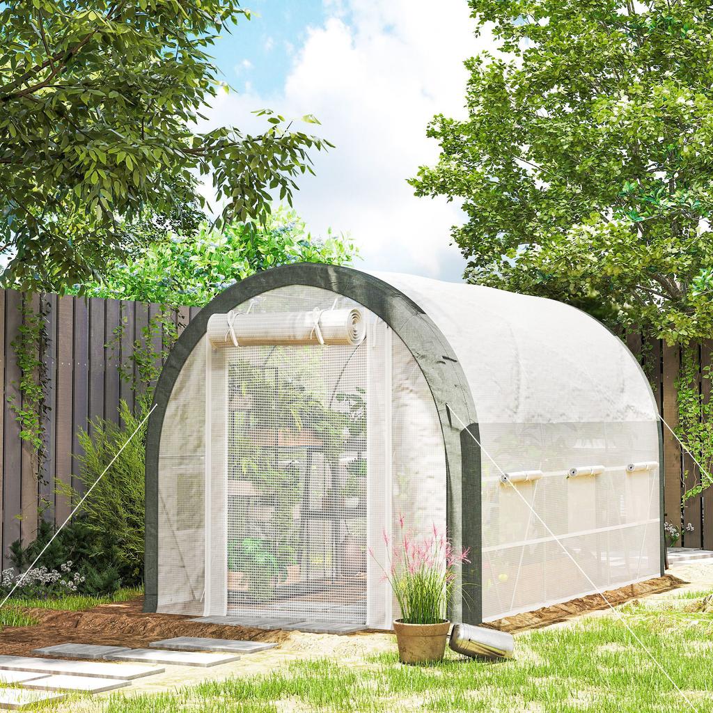 3 x 2(m) Walk-In Tunnel Greenhouse, with Accessories - White