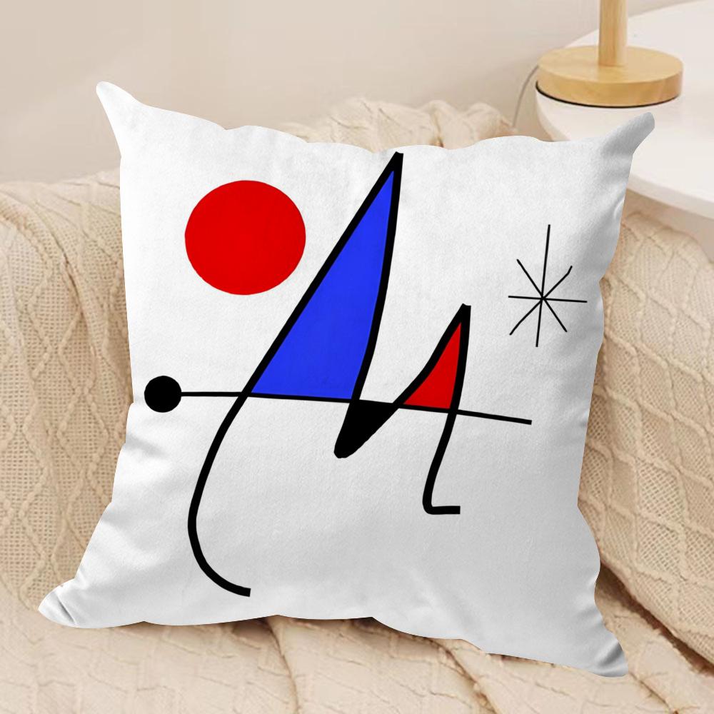 JJoan MMiros Painting Cushion Cover Soft Plush Fabric DoubleSided Printed Sofa Cushion Cover for All Seasons Home Decor Gift